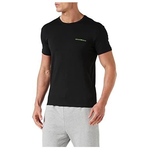 Emporio Armani men's 2-pack pure cotton crew neck t-shirt, nero, s (pacco da 2) uomo