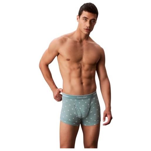 Calvin Klein uomo pantaloncini boxer confezione da 3 con fascia con logo, turchese (micro chip/diamond logo+zoni beach/), m