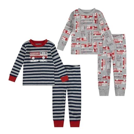 Huggies Little Hugs huggies snug sleep set (4-pieces) pajama, heather grey/blue, 12 mesi baby boys