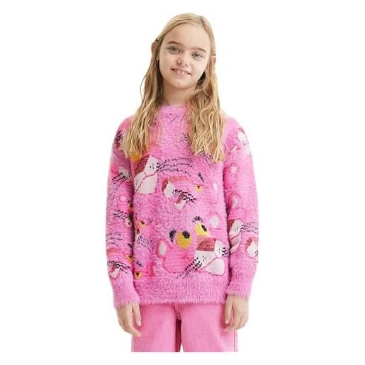 Desigual girl's jers_pink 3056 - pullover turosa, taglia s, colore: rosso