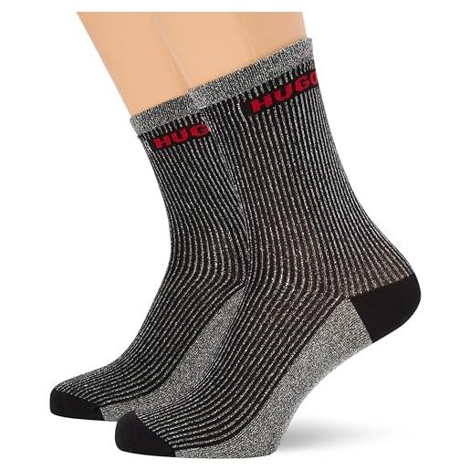 HUGO 2p qs rib lurex pa w quarti_calzini, black1, 39-42 donna