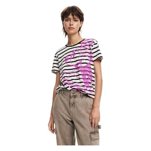 Desigual ts_mickeydrawing, 1001 crudo, l, bianco, l
