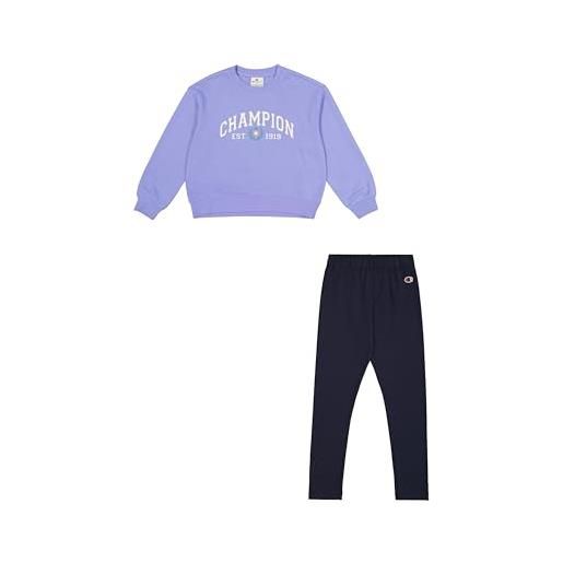 Champion legacy girl-crewneck sweatsuit tuta da allenamento, purple (vs097), 7-8 anni bambina
