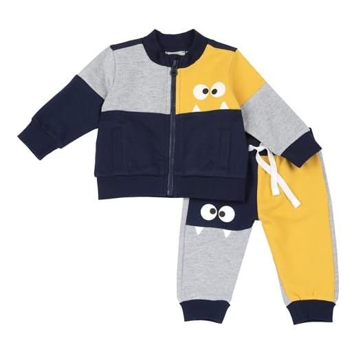 Chicco completo tuta due pezzi: felpa con zip e pantaloni, tuta bambini e ragazzi, ocra, 9 mesi