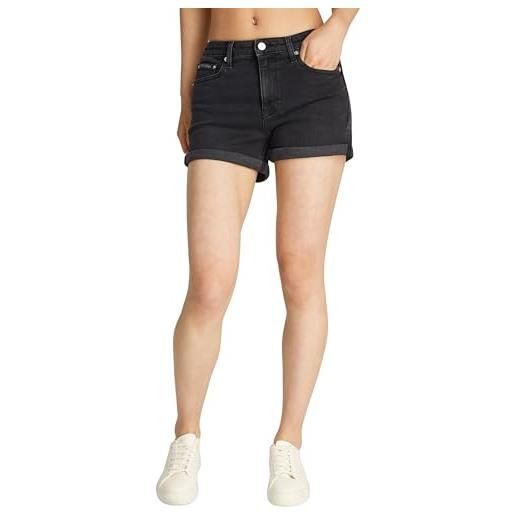 Calvin Klein donna pantaloncini in jeans vita media, nero (denim black), 32w