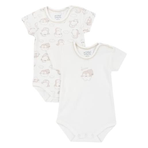 Chicco body in cotone, a manica corta, apertura entrogamba, pigiamino per bambino e neonato unisex - bimbi 0-24, bianco, 6 mesi
