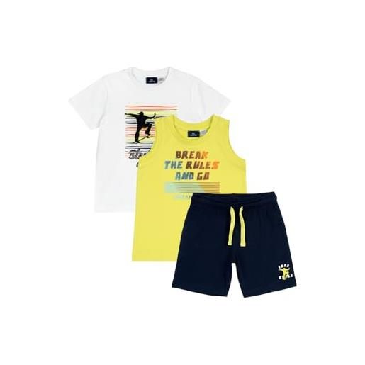 Chicco, completo bambino, set con t-shirt, pantaloncino e canottiera abbinati, in 100% cotone, ottimi per la primavera e l'estate, abbigliamento bambini e ragazzi