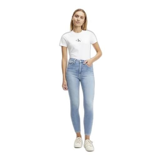 Calvin Klein donna jeans super skinny ankle vita alta, blu (denim light), 27w