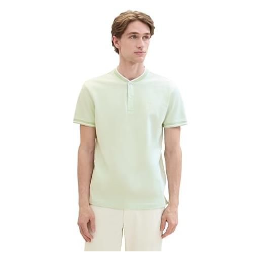 TOM TAILOR polo basic piqué da uomo con colletto alto, 35607 - tender sea green two tone, xl