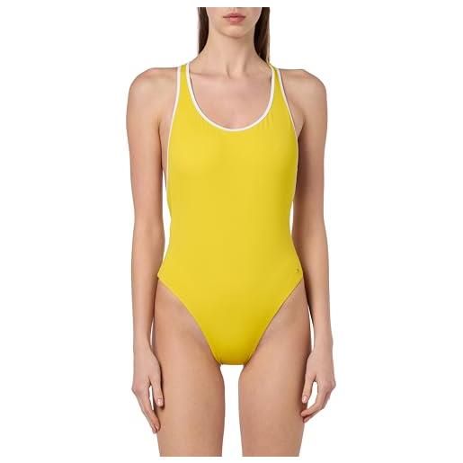 Tommy Hilfiger costume da bagno donna racerback one piece sportivo, giallo (valley yellow), xl