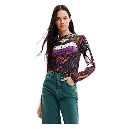 Desigual t-shirt long sleeve, nero, m donna