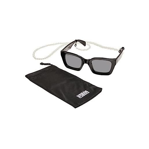 Urban Classics occhiali da sole poros con catena, nero/nero, taglia unica unisex-adulto