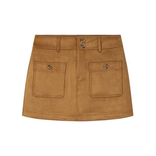 Springfield fake suede skirt with front pockets skirts, marrone, xl donna
