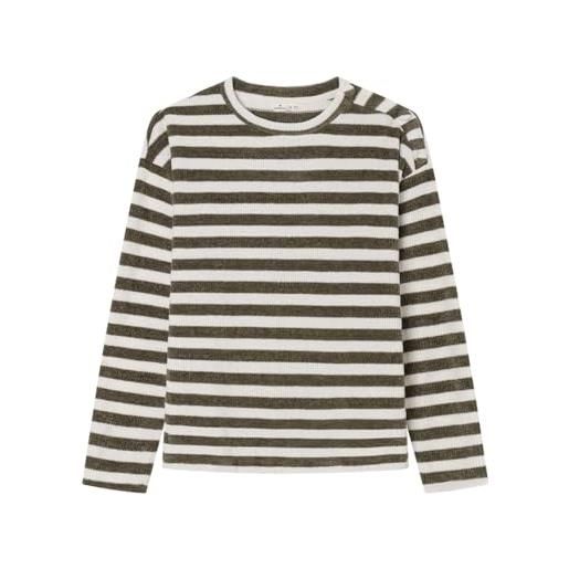 Springfield striped ls chenilla with buttons on shoulder t shirt, kaki, m donna