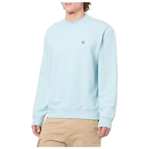 Calvin Klein ls eu 350terry monogram cn swtsh lv04rc296g felpe, blue(stratosphere), l uomo