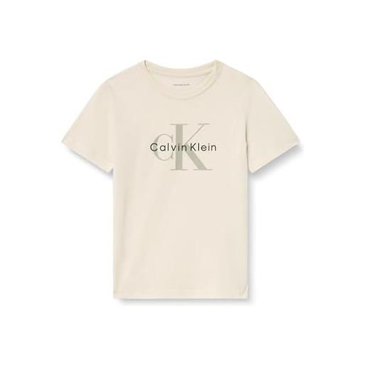 Calvin Klein ck monogram ss t-shirt iu0iu00715 maglietta s/s, grey (whitecap gray), 12 anni unisex-adulto