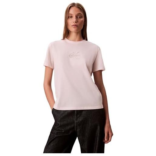 Calvin Klein donna t-shirt maniche corte classic tee scollo rotondo, rosa (tender blush), s