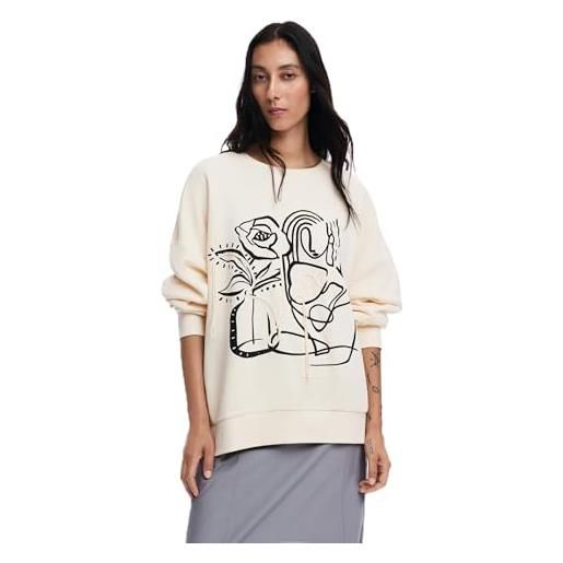 Desigual maglia da donna a maniche lunghe, felpa donna, bianco, xxl