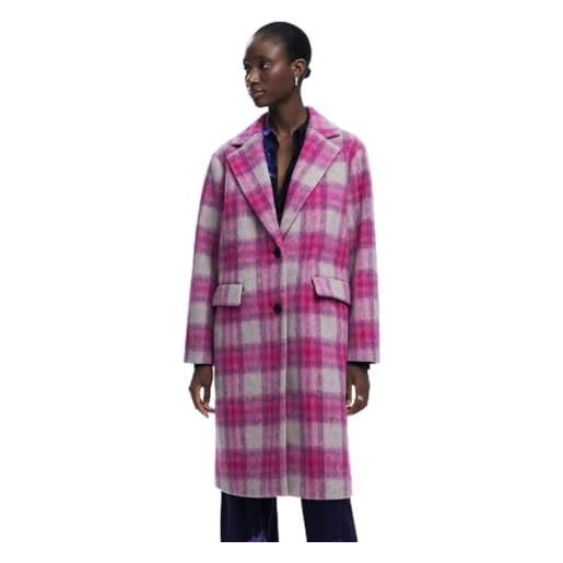 Desigual coat_cuadro_fucsia, 3033 rosa fluor, l