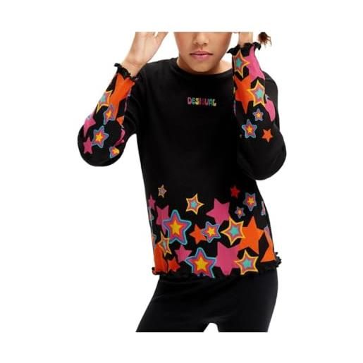 Desigual girl knit t-shirt long sleeve, nero, 14 anni ragazze