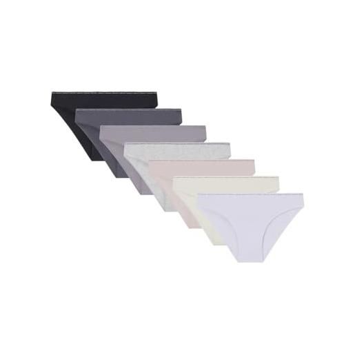 Women'secret pack 7 bragas hipster logo soft star brief, bianco, l donna