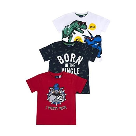 Chicco, t-shirt bambino, set di 3 magliette a manica corta, in 100% cotone, ideali per la primavera e l'estate, abbigliamento bambini e ragazzi