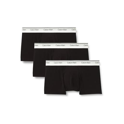 Calvin Klein uomo pantaloncini boxer confezione da 3 balance vita bassa, multicolore (black/wrapped logo_black/regatta), l