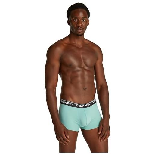 Calvin Klein uomo pantaloncino boxer low rise con fascia con logo, blu (beau blue), xs
