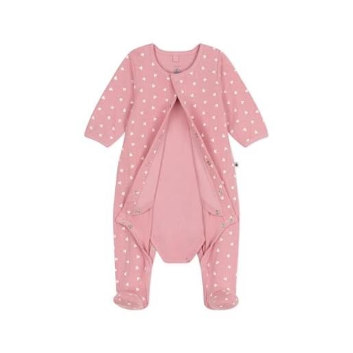 Petit Bateau a0cio bodyjama, rosa/bianco, 0 mesi bimba
