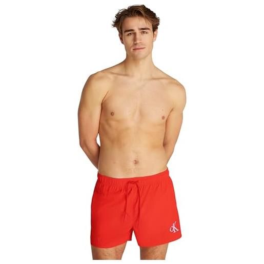 Calvin Klein uomo pantaloncino da bagno drawstring con coulisse, rosso (flaming chili), s