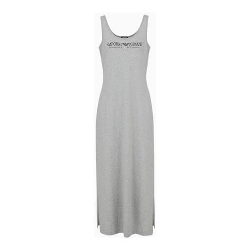 Emporio armani long dressing gown camicia da notte, melange grigio chiaro, l donna