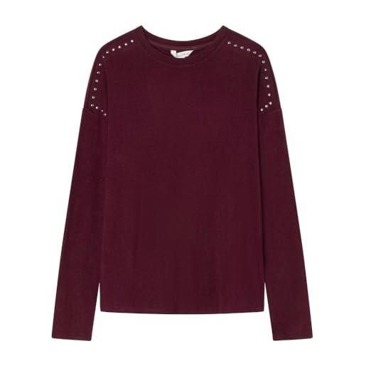 Springfield ls top with studs on shoulders t shirt, vino, xl donna