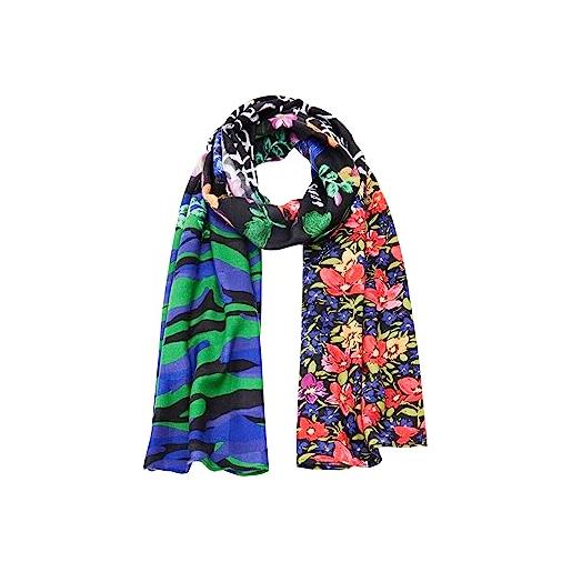 Desigual donna scarf_high flowers, marrone, taglia unica, marrone, taglia unica