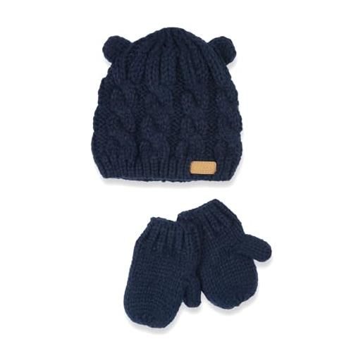 Chicco set cappellino e guanti in tricot di cotone, invernale, design in italy, unisex - bimbi 0-24, blu, 18 mesi - 2 anni