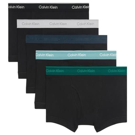 Calvin Klein uomo pantaloncini boxer confezione da 5 con fascia con logo, multicolore (black bodies w ink/zoni beach/turf/), m