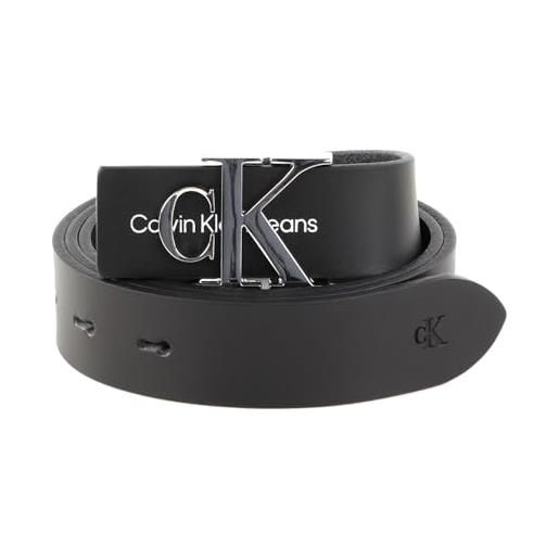 Calvin Klein cintura donna monogram hardware 3,0 cm cintura in pelle, nera (black), 75 cm, nero (black), 75 cm