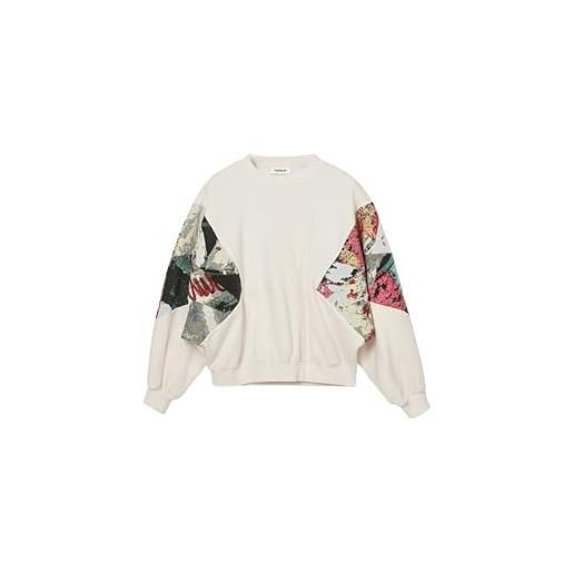 Desigual maglia da donna a maniche lunghe, felpa donna, bianco, m
