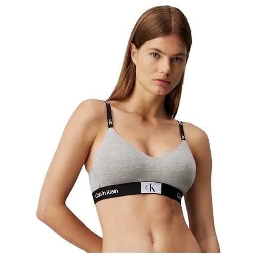 Calvin Klein reggiseno a bralette donna light lined coppe morbide preformate, grigio (grey heather), s