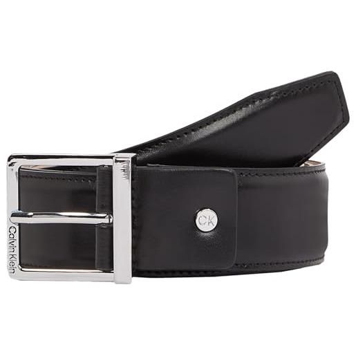 Calvin Klein uomo cintura sleek square in pelle, nero (ck black smooth), 100 cm