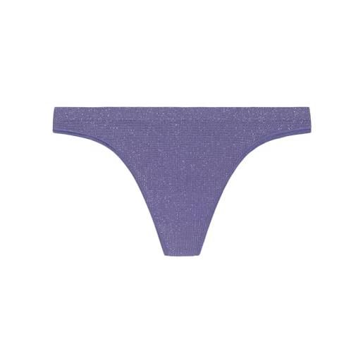 Women'secret tanga seamless shiny collection brief, blu, s donna