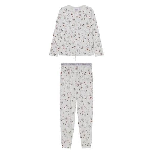Women'secret pijama largo snoopy wild red collection pyjama, bianco, s donna