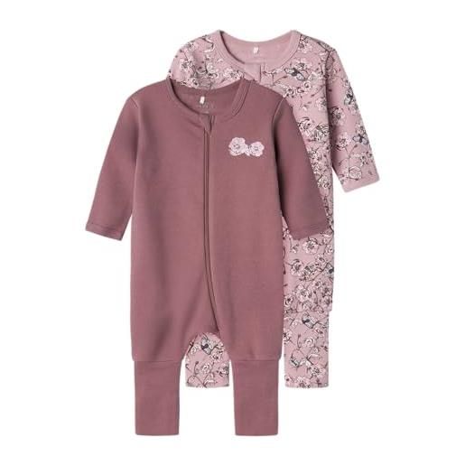 NAME IT nbfnightsuit 2p zip ff flower noos calcio, grape shake, 6 mesi neonata