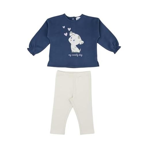 Prénatal prénatal, completo tuta felpata, leggings lunghi e felpa in morbido cotone, bimba, 9-12 mesi, blu