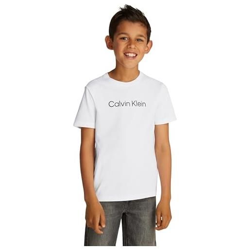 Calvin Klein t-shirt unisex inst. Logo ss iu0iu00682 s/s t-shirt, bianco (bianco brillante), 12 anni, bianco (bianco brillante), 12 anni