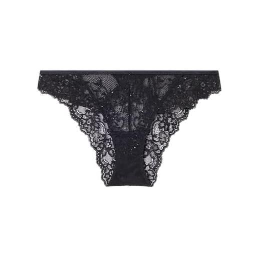 Women'secret braga hipster sequins lace collection brief, nero, xs donna