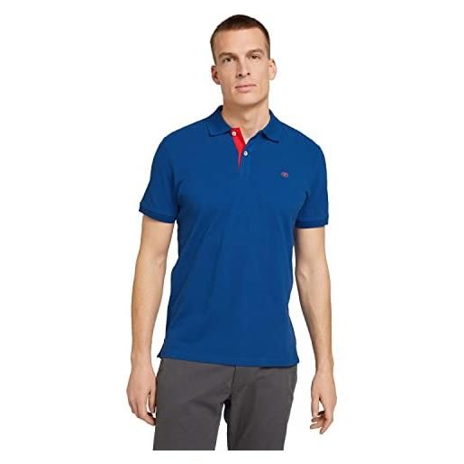 TOM TAILOR polo basic piqué, uomo, blu (advanced blue 11132), l