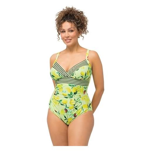 Ulla Popken costume da bagno, vicky, bacche di limone 826549 intero, verde, 58 donna