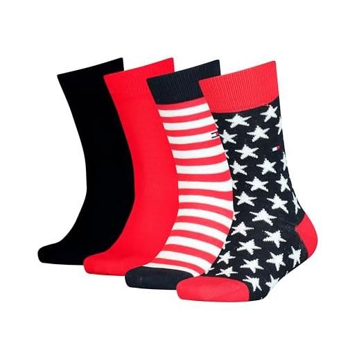 Tommy Hilfiger stars & stripes classic sock, tommy original, 39-42 (pacco da 4) unisex-bambini e ragazzi