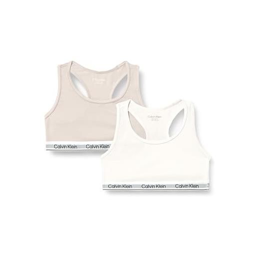Calvin Klein 2pk bralette, bambine e ragazze, pink (oystergrey/tofu), 8-10 anni