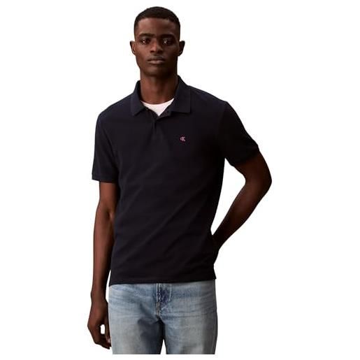 Calvin Klein uomo maglietta polo maniche corte monogram pique in cotone, blu (dark sapphire), xxl